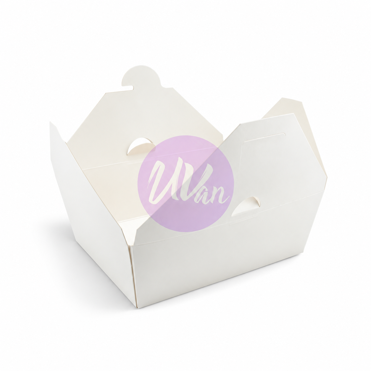 #8 #8 45oz White Paper Take-Out Box with Hole