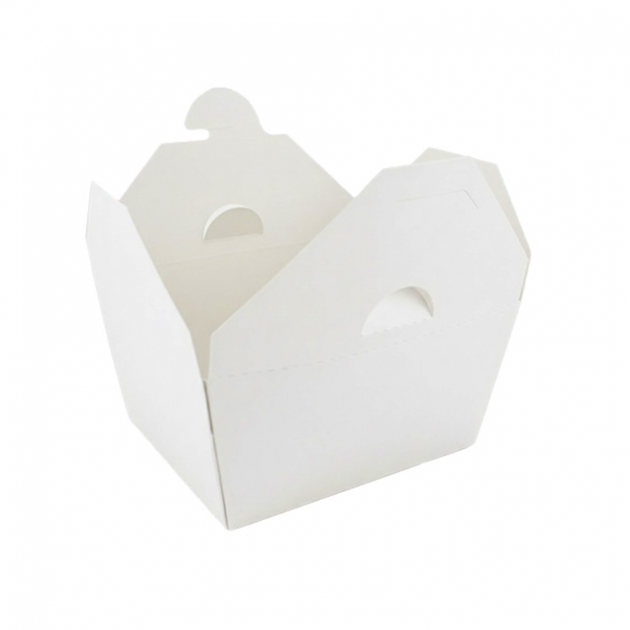 #1 26oz White Paper Take-Out Box with Hole